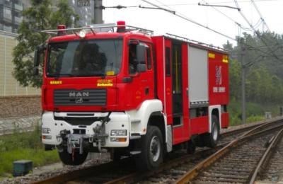 China Applicable Gauge 1435mm Water Tank Railway Fire Truck 10.78*2.5m 500L Foam for sale