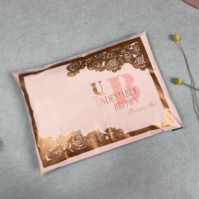 China ECO Luxury Custom Mailer Bags Biodegradable Pink With Logo Pink Mailer Gold Bags Package Mailing Bag for sale