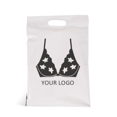 China Luxury Customized Logo Design White Mailer Poly Mail Package Luxury Plastic Bag With Handle For Clothes for sale