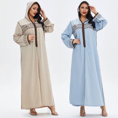 China Hot Selling High Quality Women Soft/Breathable/Skin-Friendly Hood Muslim Dress Long Sleeve Ladies Long Dress Long Skirt Islamic Saudi Arab Muslim Hooded Dress for sale