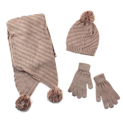 China Pom Poms Knitted Ball Scarf [S31005] winter warmer twisted knitted scarf, Beanie Hat, winter glove combination set for men and women. for sale