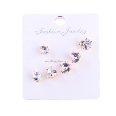 China [ER1035] Cute 3 pairs of various size heart shape stud earring set. for sale