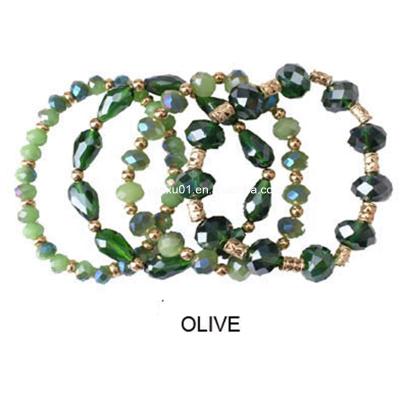 China BOHIME [BR1060] 4 pieces of multi-colored alloy and fancy sparkling glass bead combination stretch bracelet set. for sale