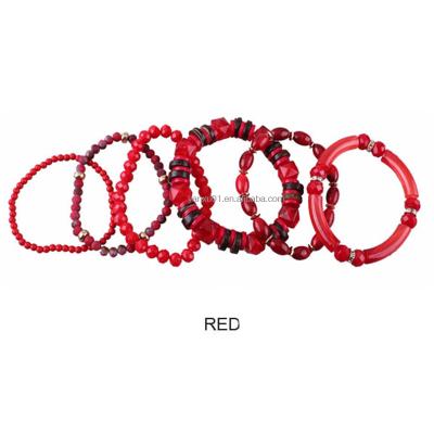 China BOHEMIA [BR100] Row 6 or Pieces Nature Tone Color Faceted Beaded Stretch Bracelet Combination Set for sale