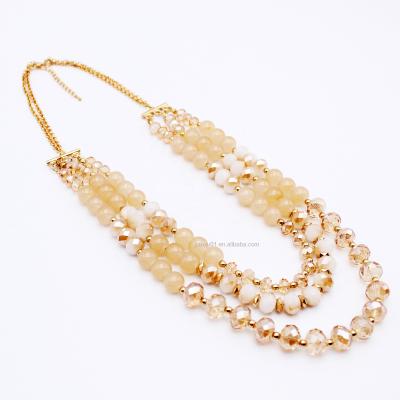 China BOHEMIA [NR1003] Multi Row Faceted Glass Bead Statement Sparkling Necklace With Drop Earring. for sale