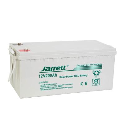 China Jarrett Battery Plate 12V 200AH Long Cycle Life Cycle Solar System Deep Cycle Full Power Battery Gel Battery For Solar Project for sale