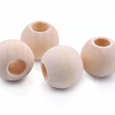 China Factory Direct Wholesale Natural Color Wooden Beads Eco-Friendly Natural Handcraft Loose Big Hole Beads DIY Wood Jewelry Beads Accessories for sale