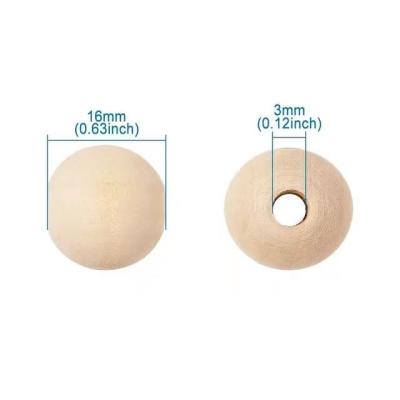 China Modern Unfinished Home Decoration Accessories 100 Pcs 16mm Decorative Wooden Round Beads With Holes For DIY Crafts for sale