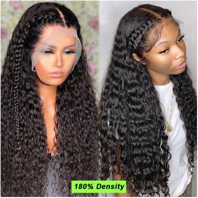 China 100% Brazilian Curly Brazilian Body Wave Transparent Swiss Deep Wave Human Hair Virgin Hair HD Lace Wigs For Black Women Curly Lace Front Wigs for sale