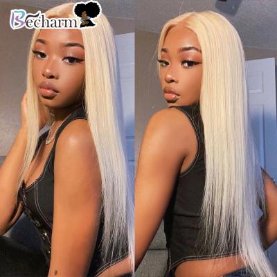 China Brazilian Straight Medium Lace Front Human Hair Wig Pre Part HD Glueless 613 Honey Blonde Lace Front Wig Silky Straight Wave Plucked Lace Wigs 13*4 for sale