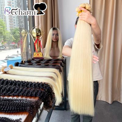 China Silky Straight Wave Virgin Remy Eurasian Hair Cabelo Color Wefted Bundles Blonde 613 Hair Weave , Platinum White Hair WEAVING >=60% for sale