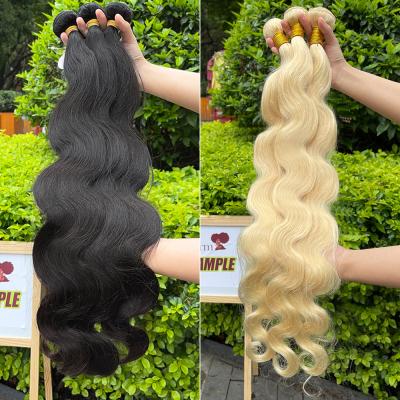 China Silky Straight Wave Highlight Blonde 4/27 Hair Bundles With Closure Hair Extension 1/3/4Pcs Hair Bundles for sale