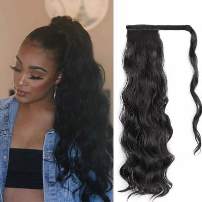 China Silky Straight 40 Inch Water Wave Ponytail Hair Extension Hair Clip In Drawstring Brazilian Ponytail Hair Extension for sale