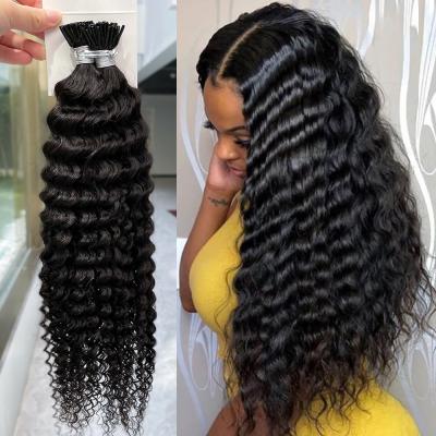 China Becharm Silky Straight Wave 100 Pieces Per Bundle Microlinks Hair Extensions I Tip Black Virgin Hair Bulk for sale