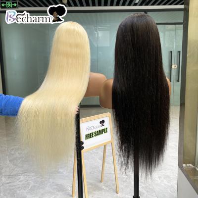 China Hot Selling Wholesale Unprocessed Color Women Front Wig Straight Body Wave Remy Brazilian Human Hair For Market Lace Silky Straight Wave 613 for sale