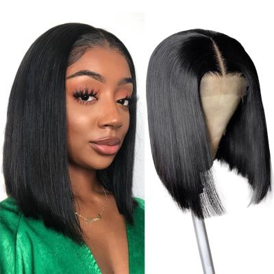 China Free Sample Peruvian Short Silky Straight Human Hair Bob Wig Wholesale Straight Human Hair Bob Wigs Frontal Bob Wigs Vendor for sale