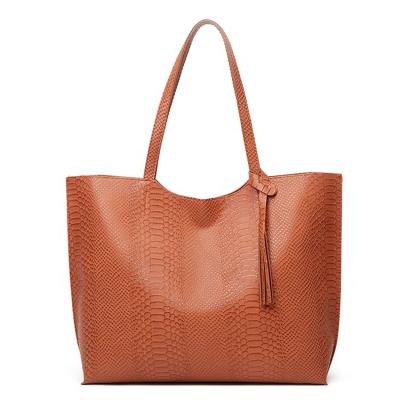 China Wholesale & Customized Luxury Leather Shoulder Tote Hand Bag For Women Snakeskin Pattern Handbag Vegan Leather Laptop 2021 In Stock for sale