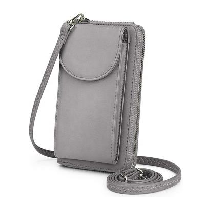 China 2020 new fashionable multifunctional shoulder bag ladies mobile phone PU large capacity wallet anti-theft long bag for sale