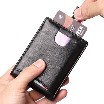 China 2021 Multifunctional Hot Selling Leather Wallet Amazon RFID Blocking OEM Leather Logo Accepted Custom Men Money Clip Wallet for sale