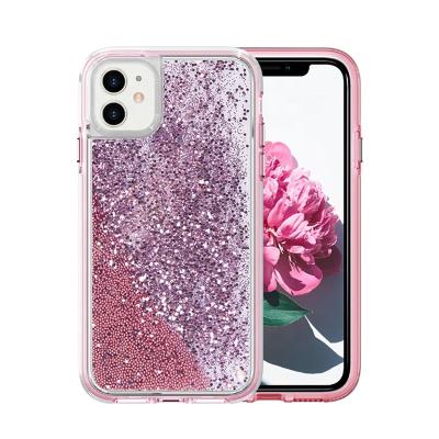 China Soft TPU + PC Christmas Glitter Liquid Phone Case Custom Soft Phone Case Apple Iphones TPU + PC Customized Color Customized ODM Acceptable for sale