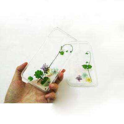 China Soft Clear TPU+PC Phone Case Real Dry Flower Pressed Handmade Cell Phone Cover Cases For iPhone X XS 11 12 for sale