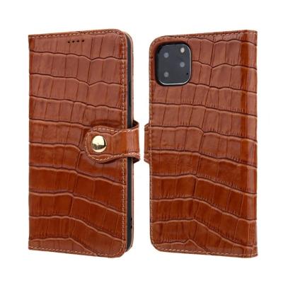 China Custom Flip PU Leather Case Good Quality Crocodile Grain Leather Cell Phone Cases With Card Slots For iPhone 12 for sale