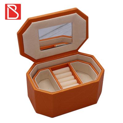 China Leather Jewelry Box With Custom Logo Jewelry Box With Mirror Jewelers Organizer for sale