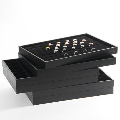 China High Quality Eco - Friendly Black / Handmade Velvet Jewelry Organizer Tray Rings Display Tray for sale