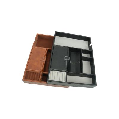 China Sustainable Business PU Valet Tray Jewelry Organizer Mobile Phone Leather Tray for sale