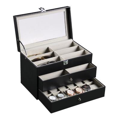 China Luxury Leather Sunglasses Organizer Box PU Stained Glass Top Eco-Friendly Display Case for sale