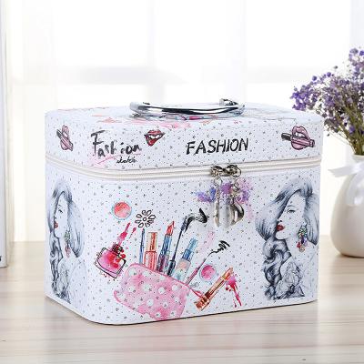 China PU Leather Professional Makeup Case Spacious Kids Cosmetic Box for sale