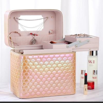 China Wholesale Portable Roomy Makeup Bag Cosmetic Case Makeup Trolley Box for sale