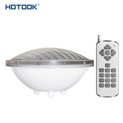 China HOTOOK OEM/ODM 18W 12V Swimming Pool Bottom Water Light Bulb PC IP68 RGB PC Replacement PAR56 LED Remote Control Pool Light for Astral Niche for sale