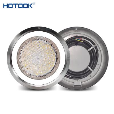 China HOTOOK Underwater IP68 Swimming Pool Lmap Remote Control Stainless Steel 12V 18W RGB LED Wall Mounted Pool Light for sale