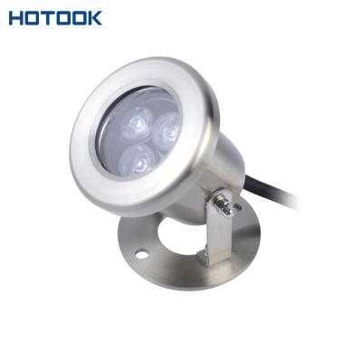 China HOTOOK Pond Project AC12V 3W RGB Color IP68 Waterproof Stainless Steel LED Bottom Water Submersible Lighting for Water Fountain for sale