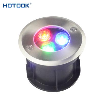 China Landscape HOTOOK Premium Low Volt RGB Outdoor Floor Lights 3W Mini IP68 Driveway Recessed LED Underground Lights for sale