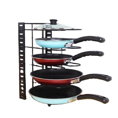 China Hot Grid Viable Frying Pot Kitchen Utensil Pan Lid Holder Pan Rack Organizer for Cabinet for sale