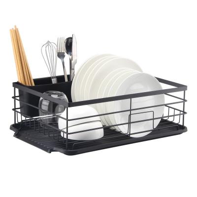 China One Layer Sustainable Dish Rack With Plastic Tray Holding Dishes Kitchen Storage Rack Kitchen Dish Rack for sale