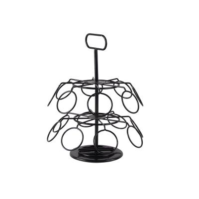 China Fengyue New Design 2 Tier Viable Iron Wire 16 Capacity Metal K-Cup Coffee Capsule Holder Rack for sale