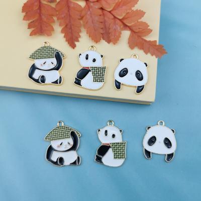 China New Cute Cute Panda Charm Enamel Charm For Jewelry Making To Shape Earring Bracelet Necklace Pendant Charm for sale