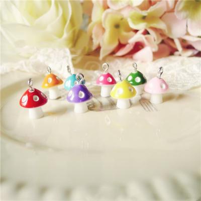 China Wholesale Cute 3D Color Mushroom Resin Charms DIY Craft Fit For Bracelet Jewelry Finding 10*15mm Handmade for sale