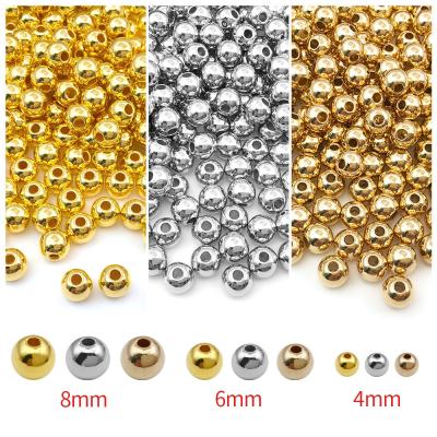 China Fashionable Jewelry Findings 4mm 6mm Gold Silver 8mm Imitation Beads Acrylic Beads Round Loose Bead Spacer Beads For Jewelry Making for sale