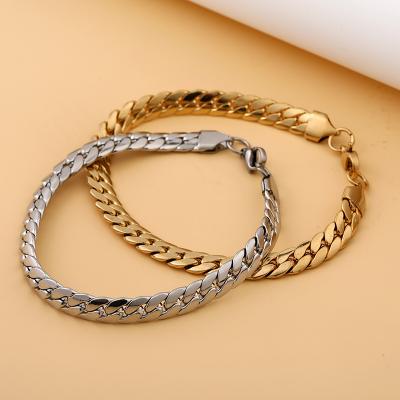 China FASHIONABLE Mens Stainless Steel Simple Restriction Cuban Link Chain Bracelets For Women Unisex Wrist Jewelry Gifts for sale