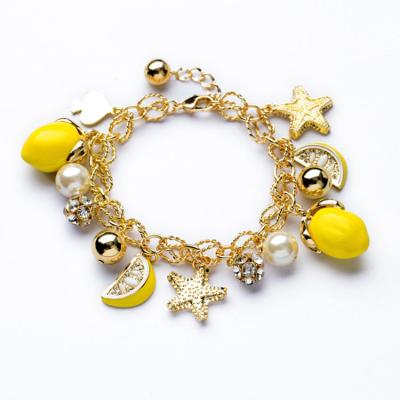 China Trendy Korean Starfish New Arrival Lemon Fruit Ol Style Bangle Women Pendant Bracelets & Bangles for sale