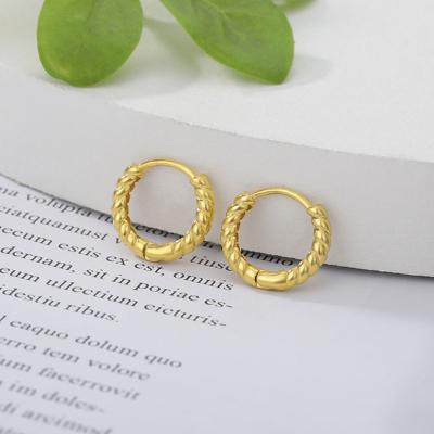 China TRENDY Simple Small Circle Earrings For Women Twist Circle Earrings Gold Color Huggie Earrings Jewelry for sale