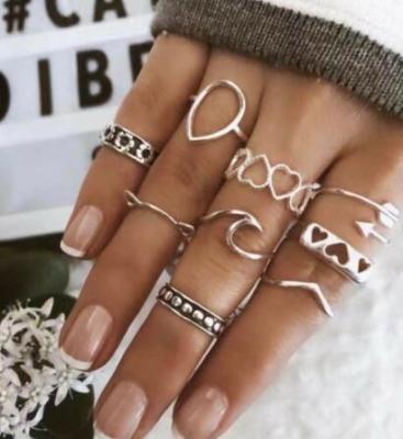 China BOHEMIA New Ring Set of Retro Style Arrowhead Street Photography 9pcs Retro Combination Bohemian Rings for sale