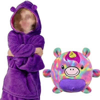 China Plush Kids Pampers Unicorn Hoodie Cover Sweatshirt 2-in-1 Soft Plush Portable Ride In Pocket Oversized Hooded Sweatshirt for sale