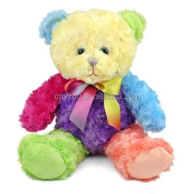 China 2016 NEW DESIGN RAINBOW TEDDY BEAR PLUSH PLUSH , RAINBOW COLOR TEDDY BEAR TOY ON HOT SALE for sale