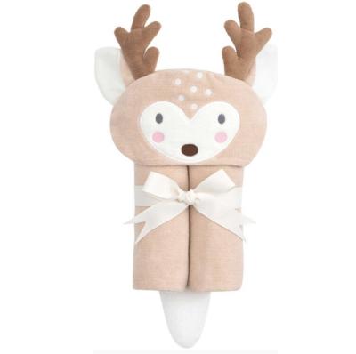 China 100% Natural Soft Plush Cotton Material For Baby Bath Reindeer Hooded Towels for sale