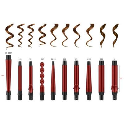 China 10 Sizes Barrels Ceramic Multi Interchangeable Magic Wand Hair Curler Hair Curling Iron for sale